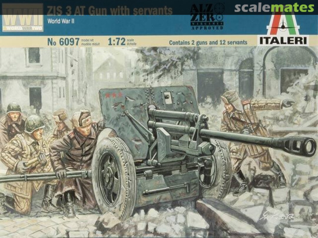 Boxart ZIS-3 AT Gun with servants 6097 Italeri