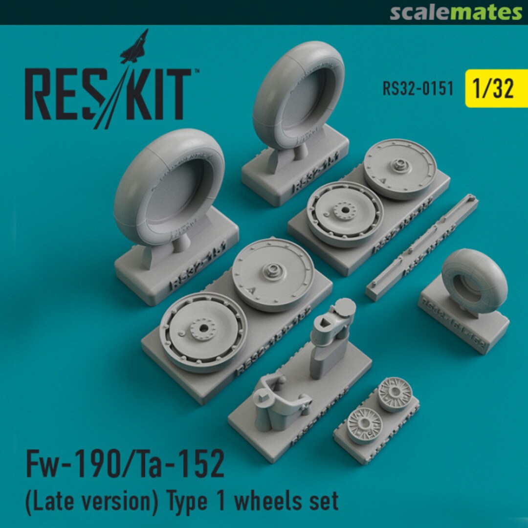 Boxart Focke-Wulf Fw-190/Ta-152 (Late version) Type 1 wheels set RS32-0151 ResKit