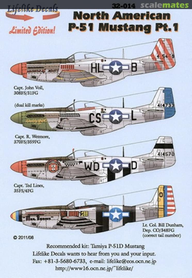 Boxart North American P-51 Mustang Pt. 1 32-014 Lifelike Decals