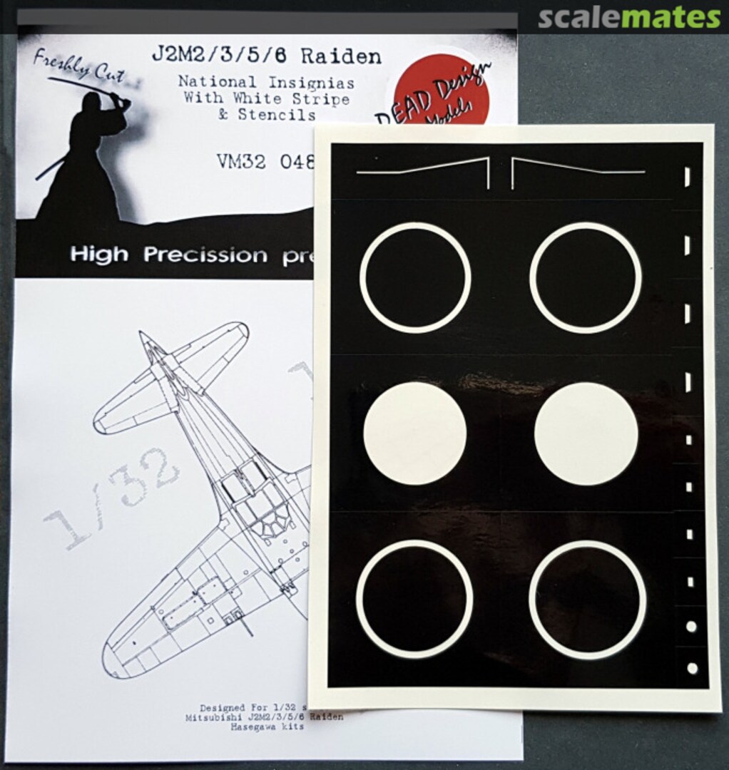 Boxart Mitsubishi J2M2/3/5/6 white stripe, stencils and national insignias with white outlines VM32048 DEAD Design Models