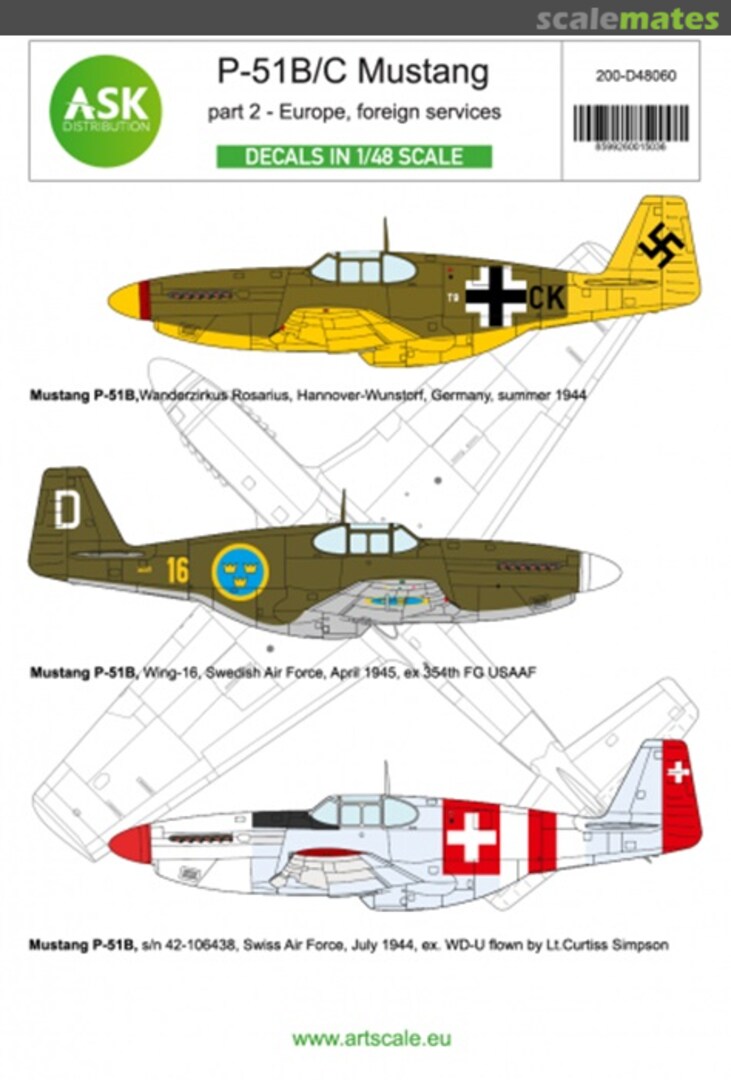 Boxart P-51B/C Mustangs part 2 - Over Europe in foreign services 200-D48060 ASK