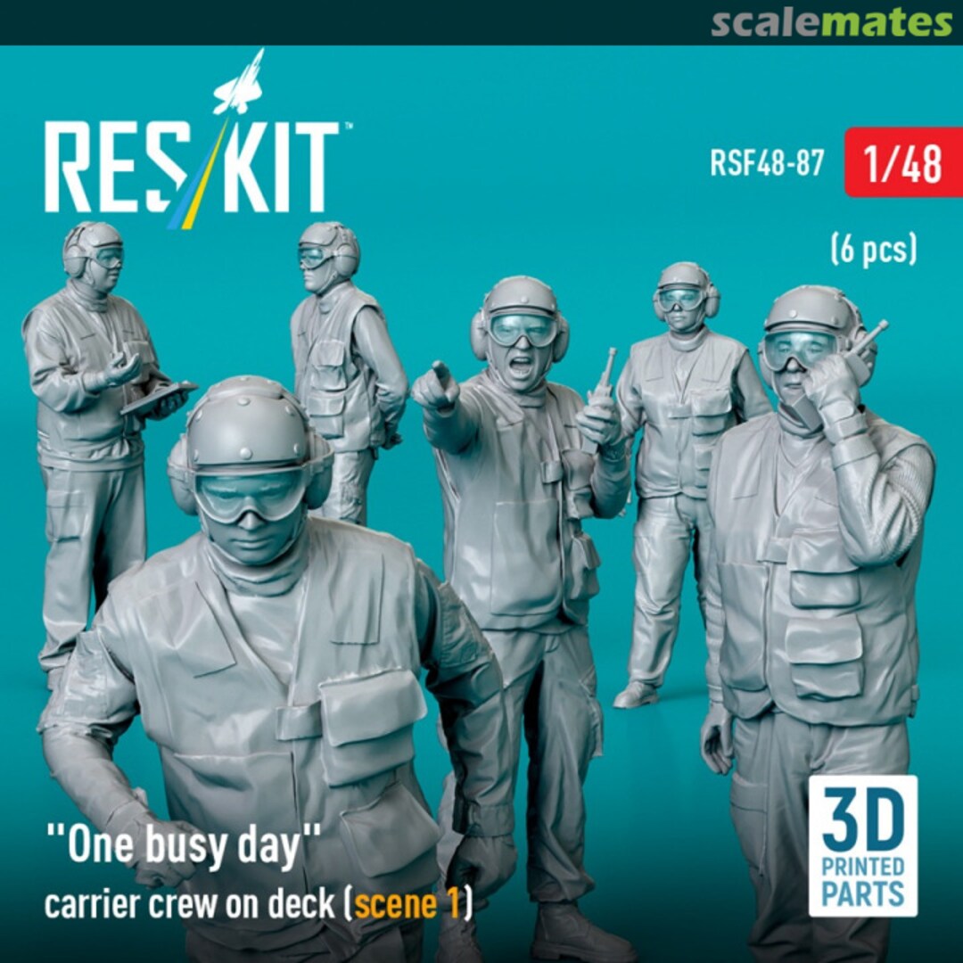 Boxart "One busy day" carrier crew on deck (scene 1) (6 pcs) (3D Printed) RSF48-0087 ResKit