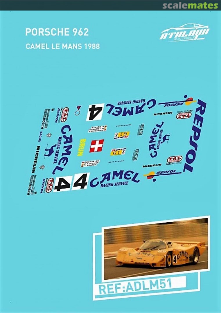 Boxart Porsche 962 C #117 "CAMEL" ADLM51 Atalaya Slot Decals