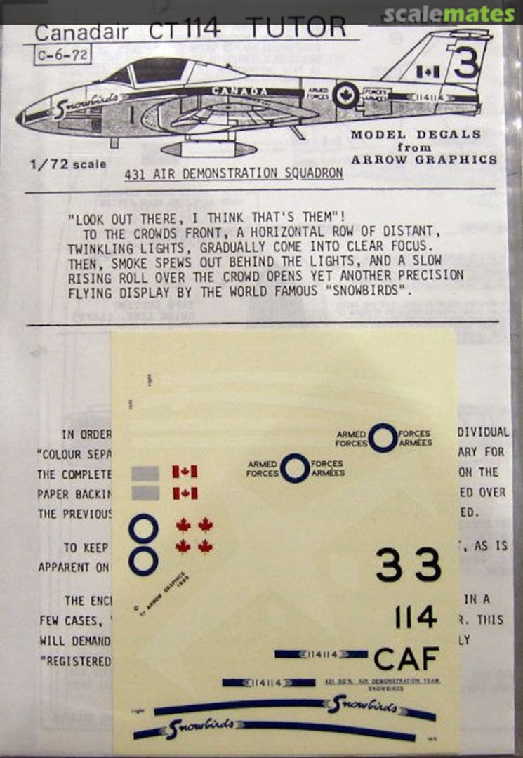 Boxart Canadair CT-114 Tutor - snowbird C-6-72 Arrow Graphics