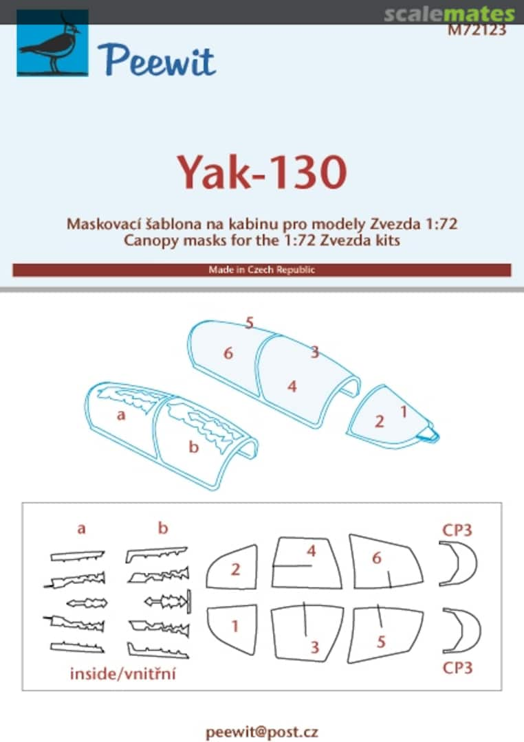 Boxart Yak-130 - Canopy Mask M72123 Peewit