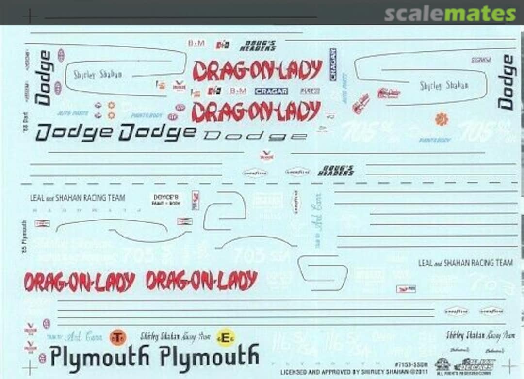 Boxart Shirley Shahan's Drag On Lady '68 Dart & '65 Plymouth Belvedere 7153/SSHD Slixx Decals