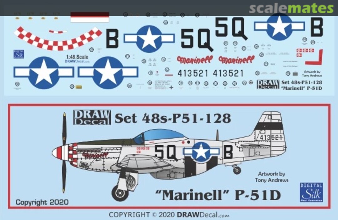 Boxart “Marinell” P-51D 48-P51-128 Draw Decal