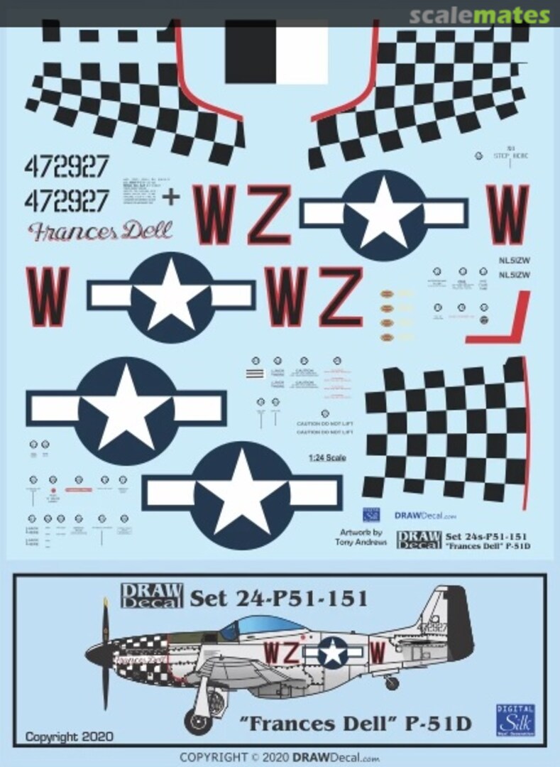 Boxart “Frances Dell” P-51D 24-P51-151 Draw Decal