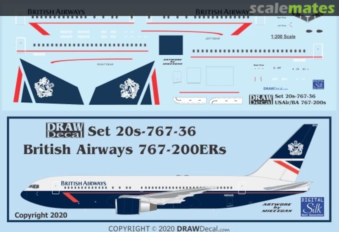 Boxart USAir / British Airways “Landor” 767-200s 20-767-36 Draw Decal