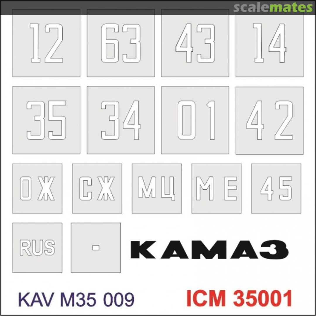 Boxart Painting Stencils for Kamaz-4310 KAV M35 009 KAV models