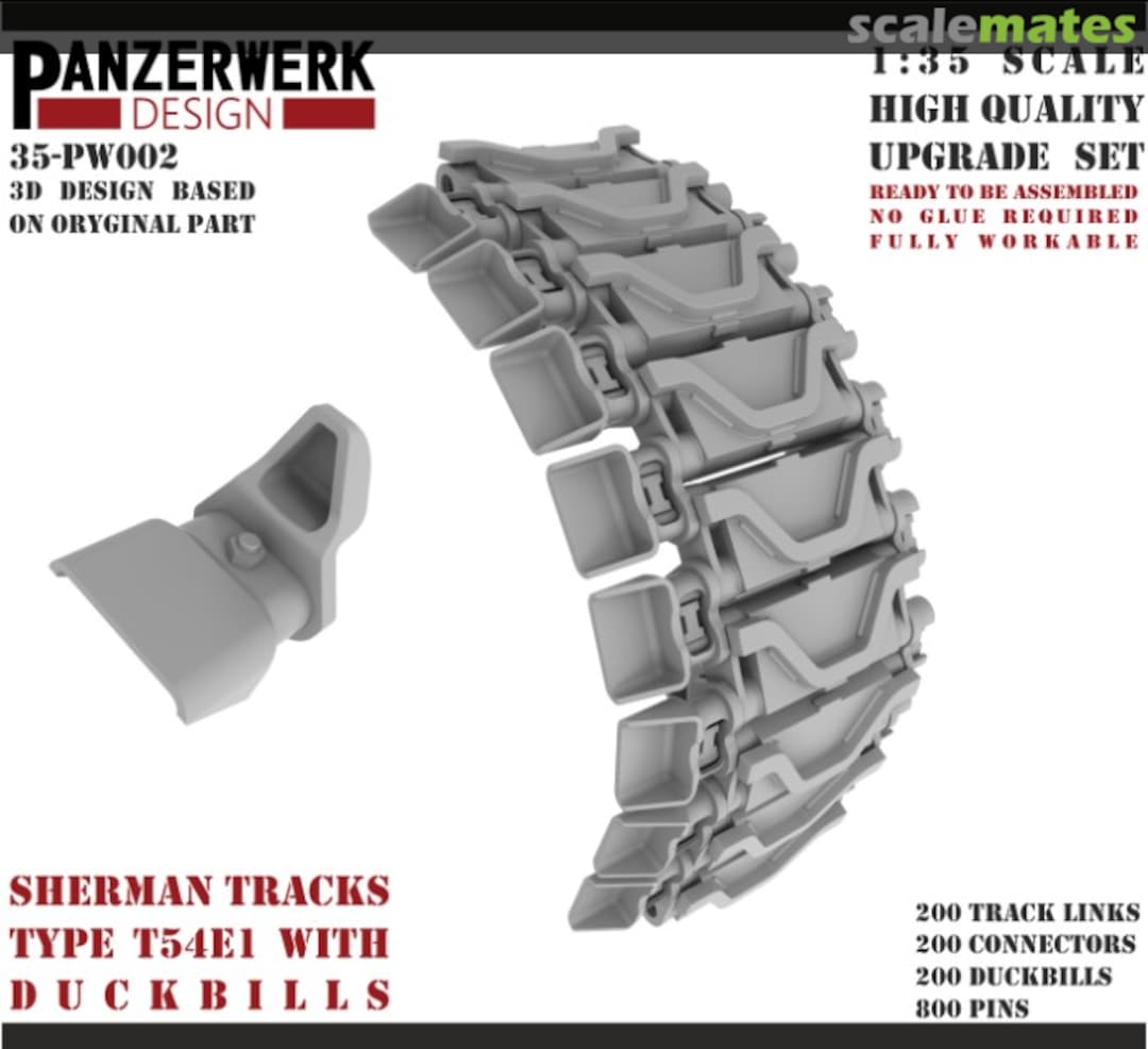 Boxart Sherman tracks type T54E1 w/ Duckbills 35-PW002 Panzerwerk design