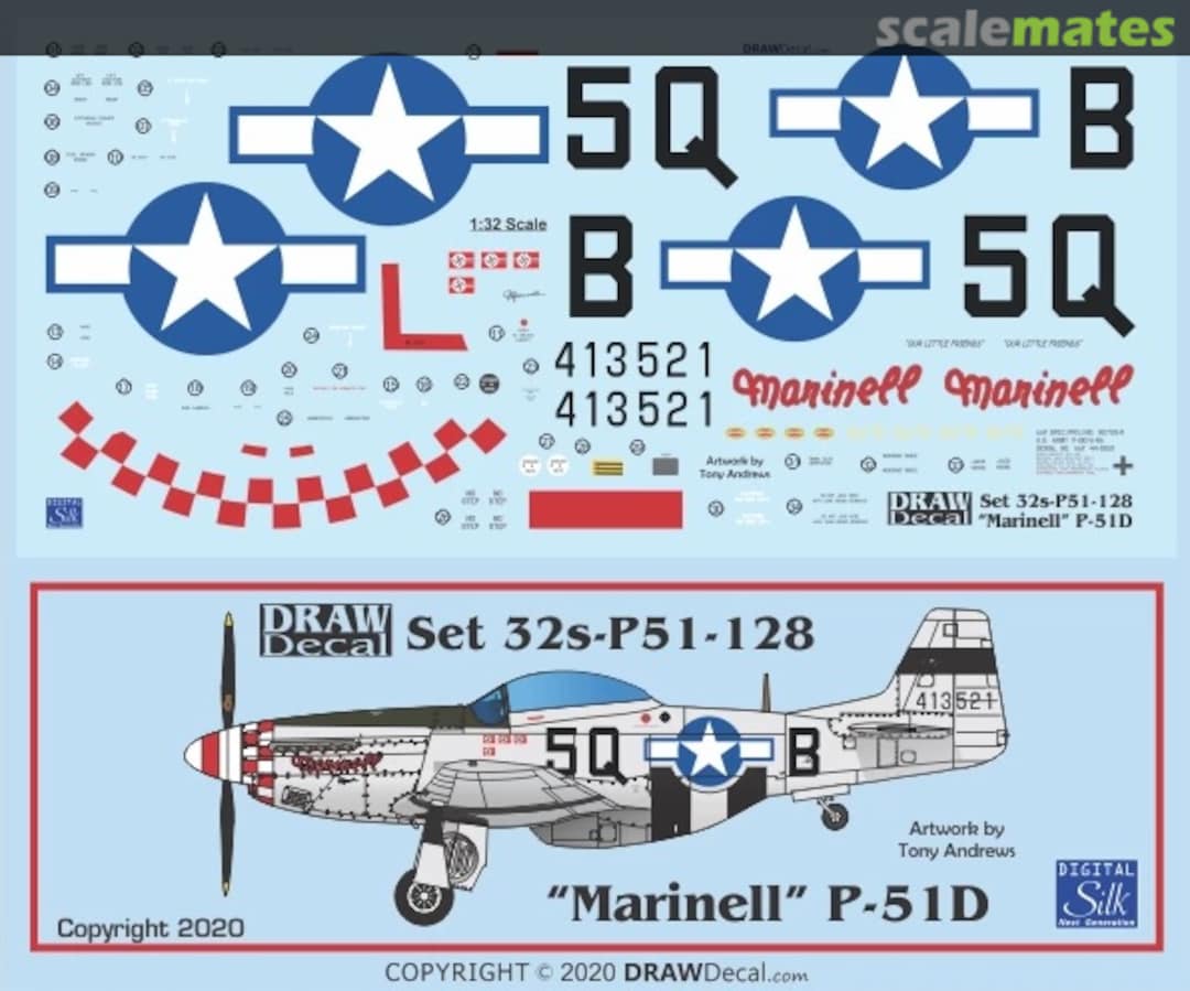 Boxart “Marinell” P-51D 32-P51-128 Draw Decal