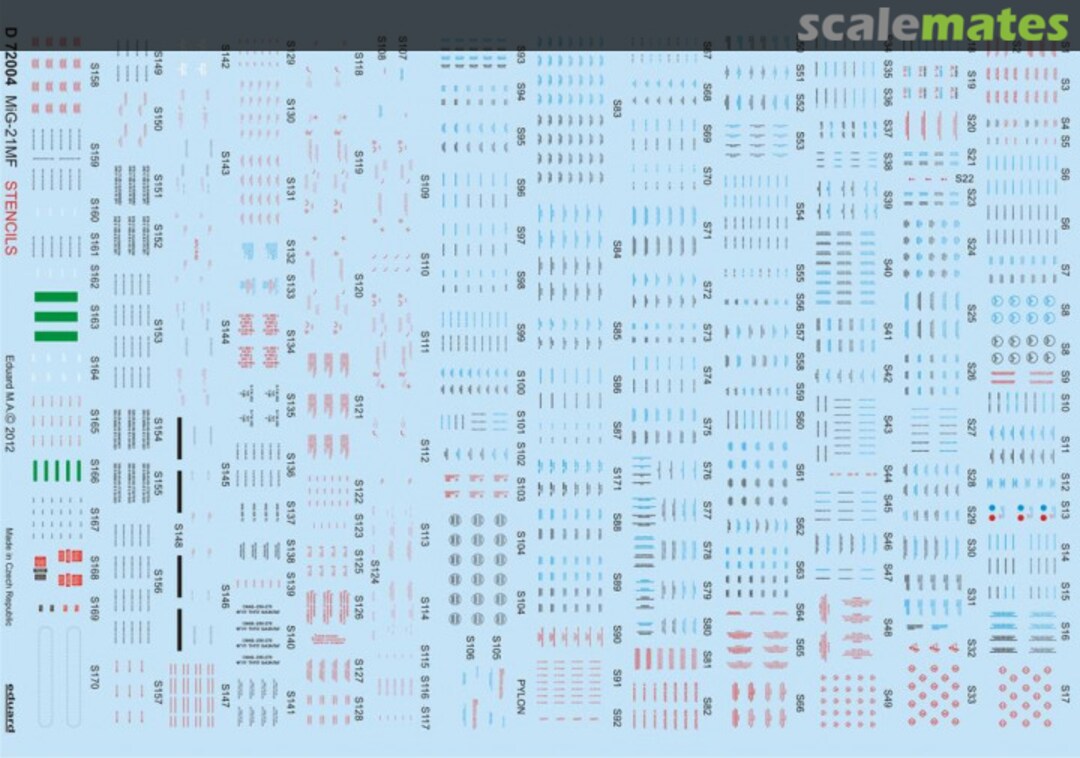 Contents MiG-21MF stencils D72004 Eduard