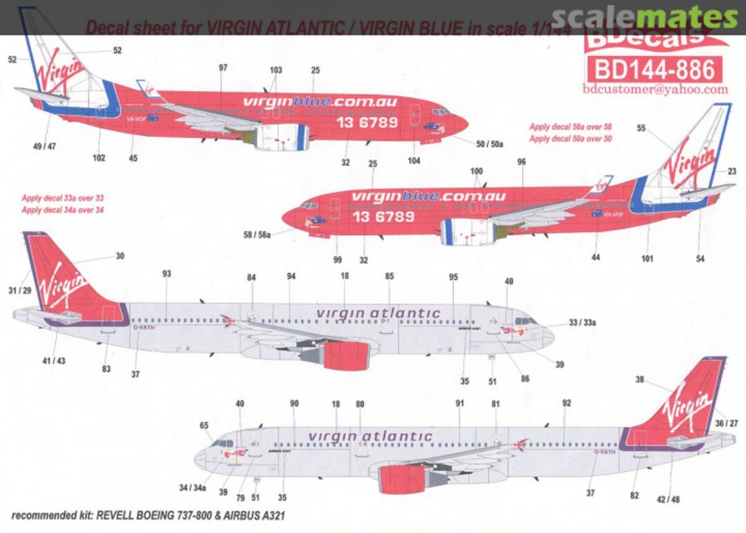 Boxart Virgin Atlantic / Virgin Blue BD144-886 Brasil Decals