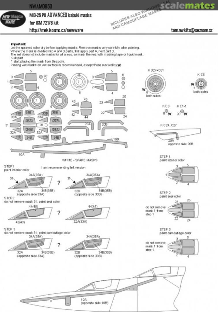 Boxart MiG-25 PU ADVANCED kabuki masks NWAM0863 New Ware