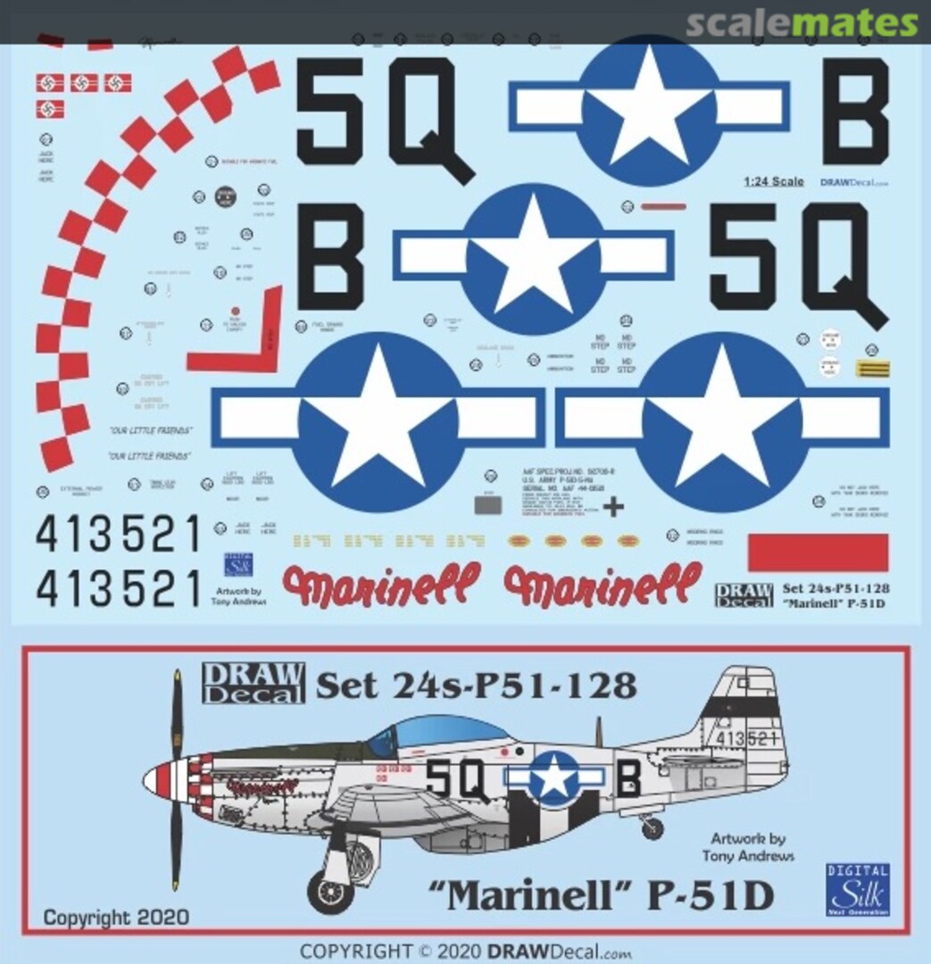 Boxart “Marinell” P-51D 24-P51-128 Draw Decal