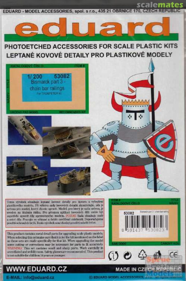 Boxart Bismarck part 3 - chain bar railings 53082 Eduard