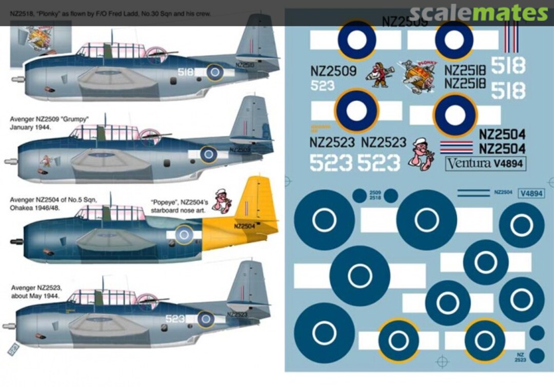 Boxart RNZAF Grumman TBF-1 Avengers V4894 Ventura