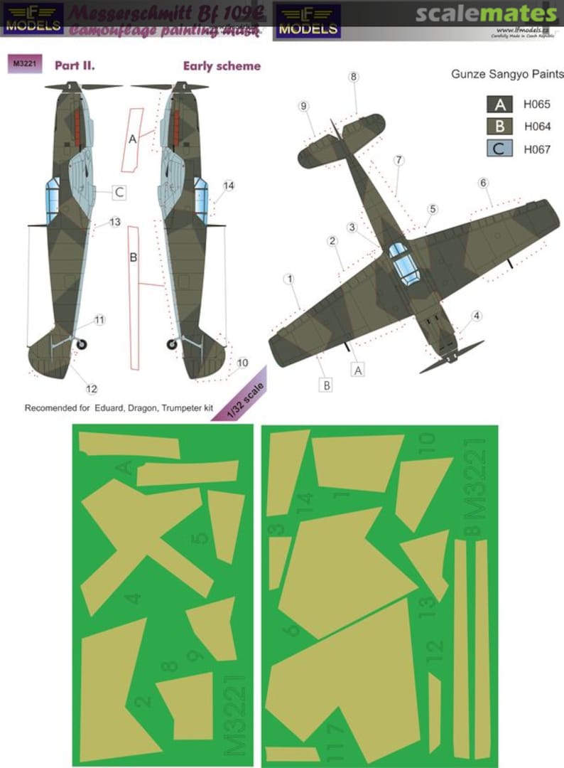 Boxart Messerschmitt Bf 109E - Early Pt.2 Camouflage Painting Mask M3221 LF Models