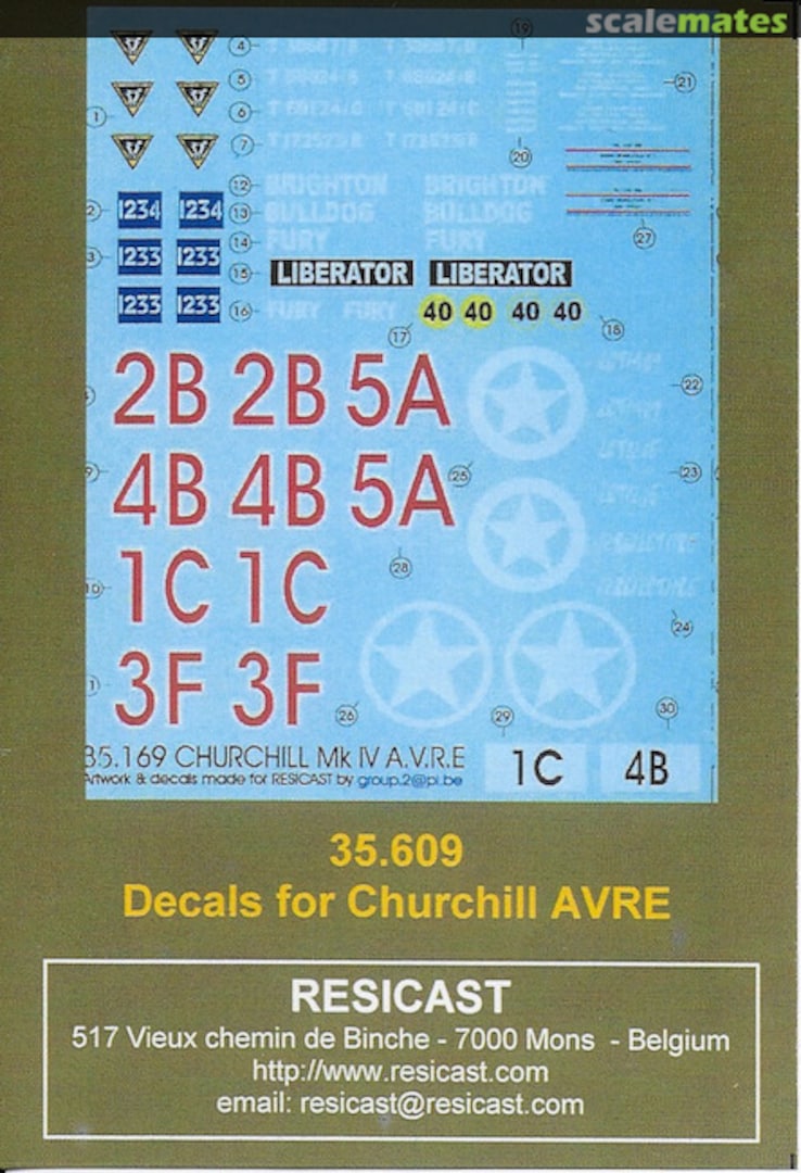 Boxart Decals for Churchill AVRE 35.609 Resicast