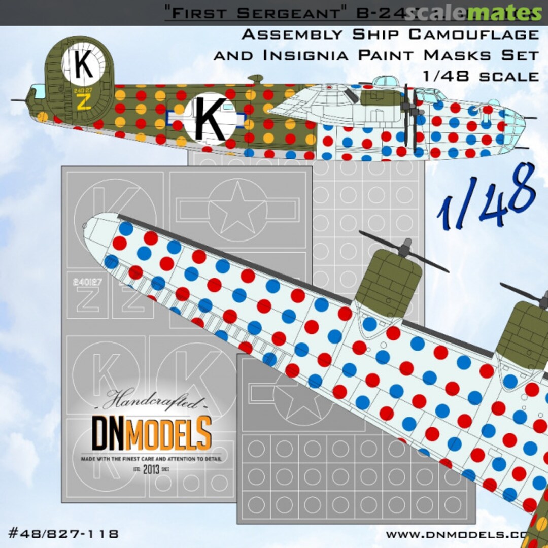 Boxart “First Sergeant” B-24D Liberator Assembly Ship Camo and Insignia Paint Mask Set 48/827-1118 DN Models