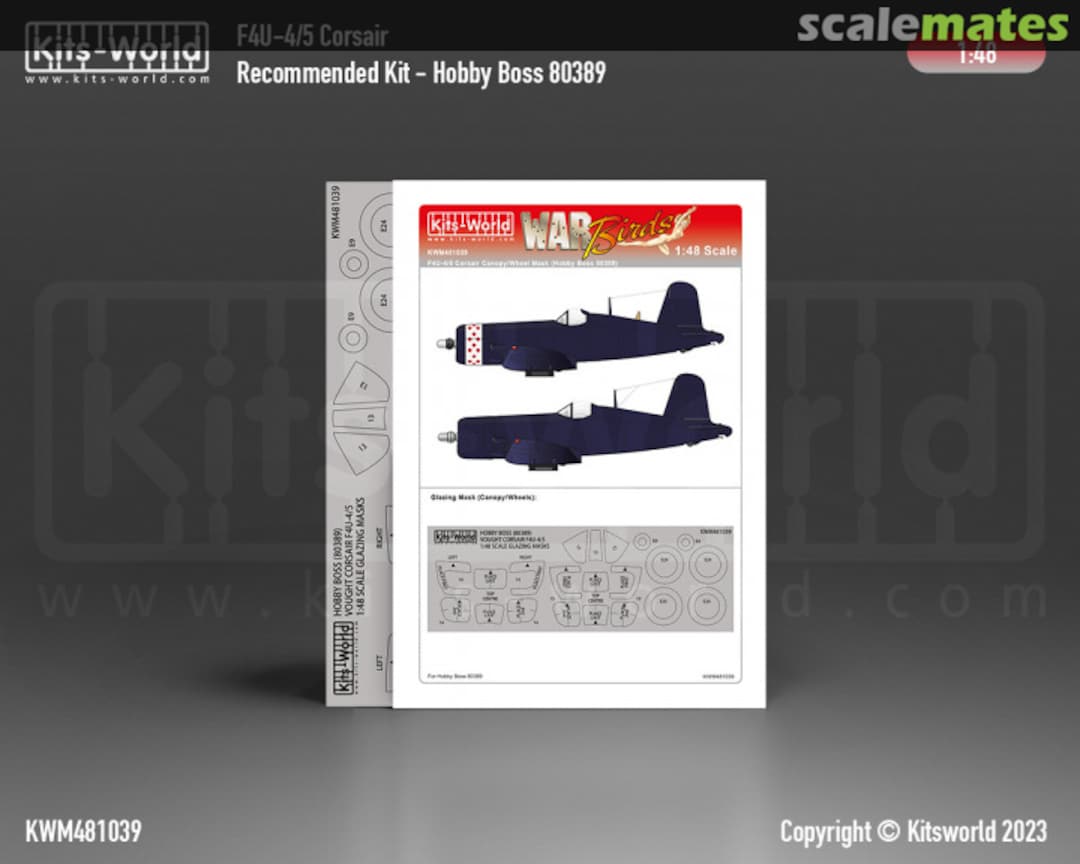 Boxart F4U-4 - F4U-5 Corsair - Canopy/Wheel Mask Set KWM481039 Kits-World