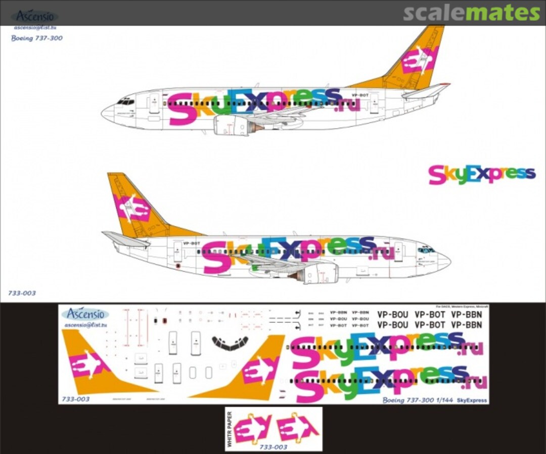 Boxart Boeing 737-300 Sky Express 733-003 Ascensio