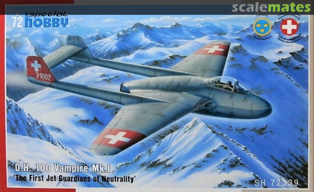 Boxart D.H. 100 Vampire Mk.I 'The First Jet Guardians of Neutrality' SH72339 Special Hobby