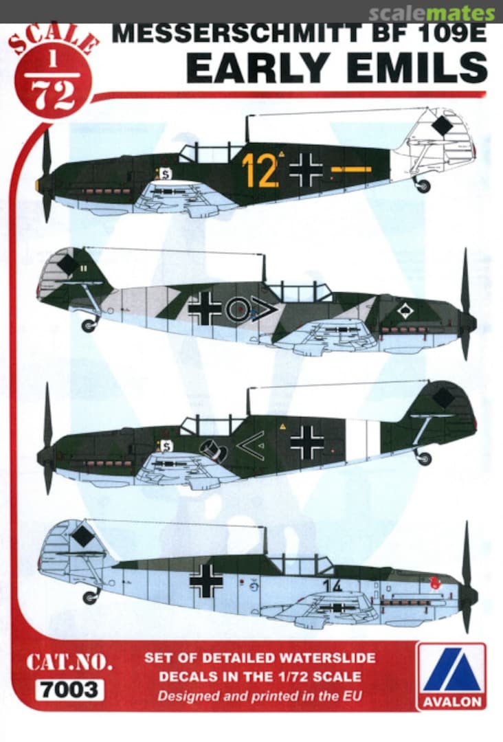 Boxart Messerschmitt BF 109E Early Emils 7003 Avalon Decals