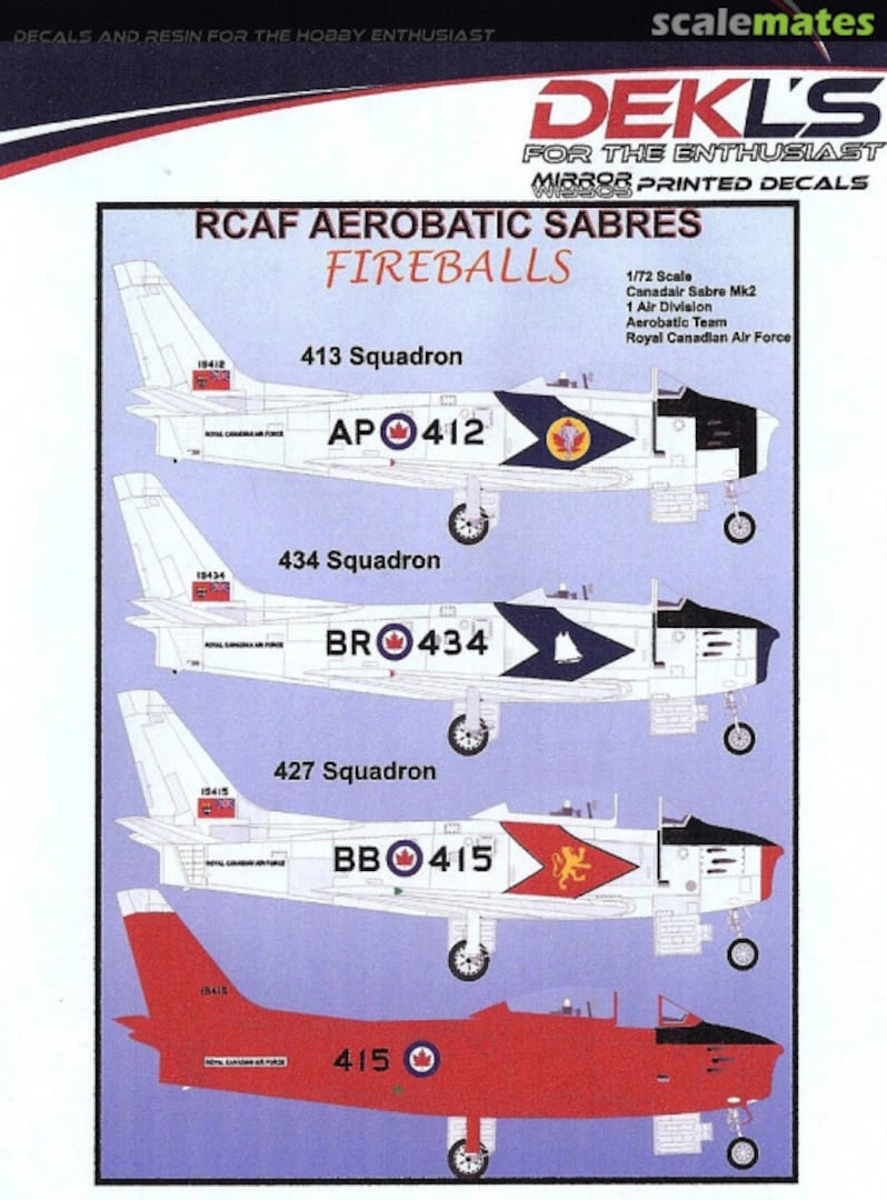 Boxart RCAF Aerobatic Sabres DA72006 DEKL's