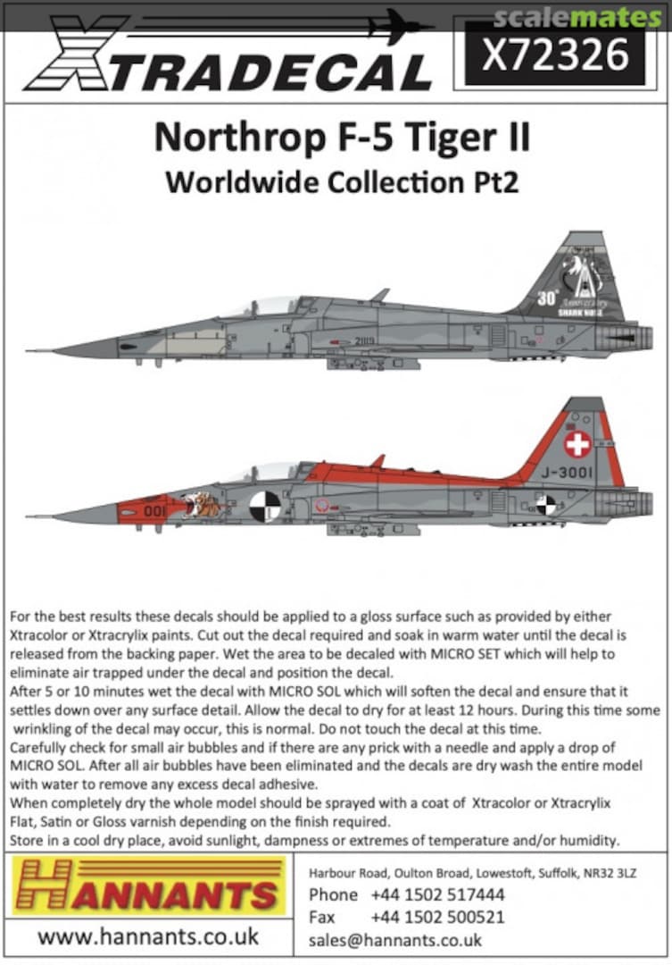 Boxart Northrop F-5 Tiger II X72326 Xtradecal