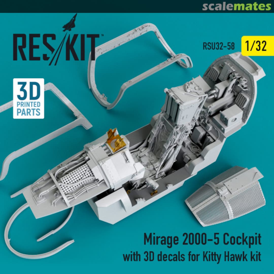 Boxart Mirage 2000-5 - cockpit with 3D decals (Kitty Hawk) RSU32-0058 ResKit