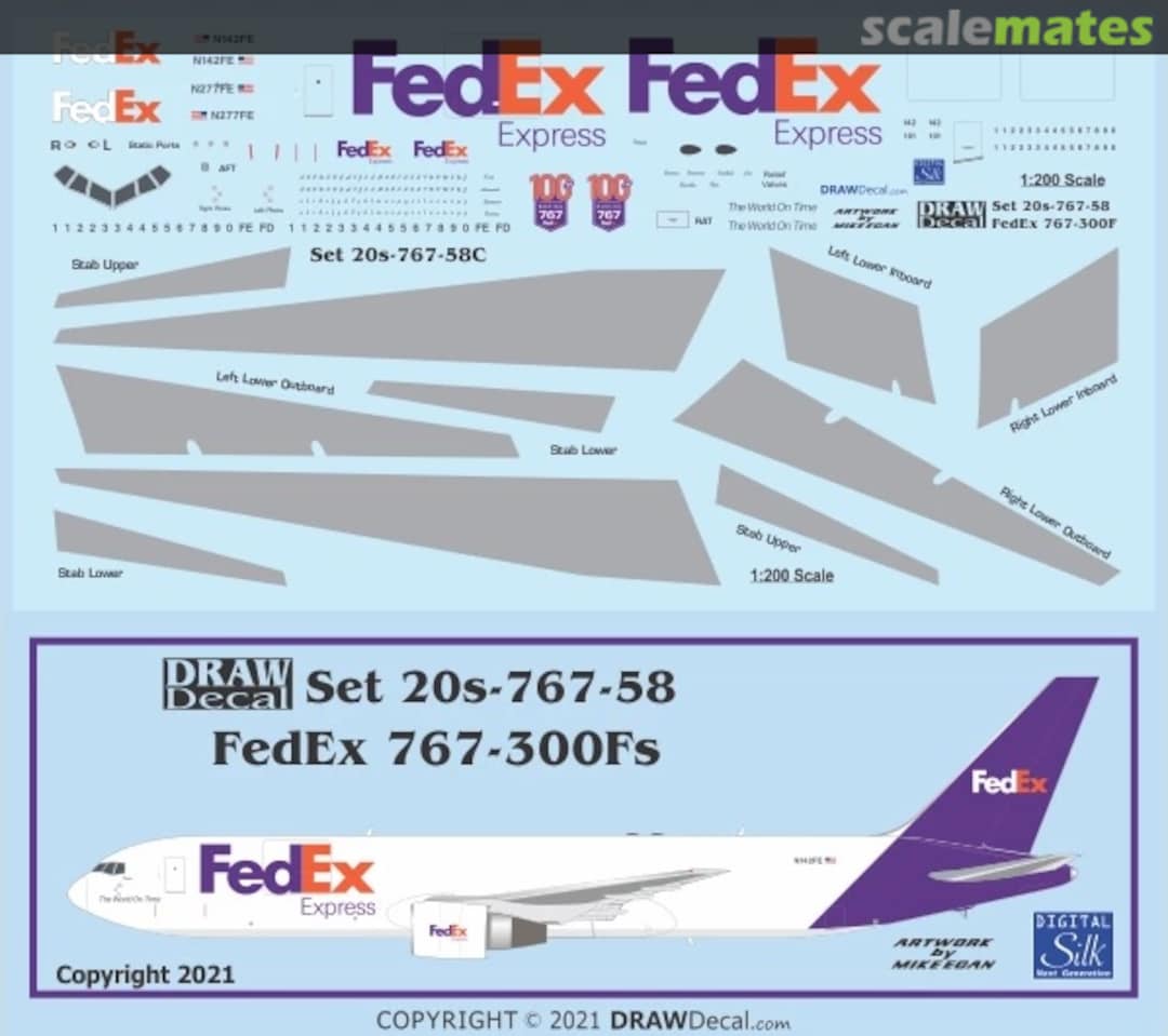 Boxart FedEx 767-300Fs 20-767-58C Draw Decal