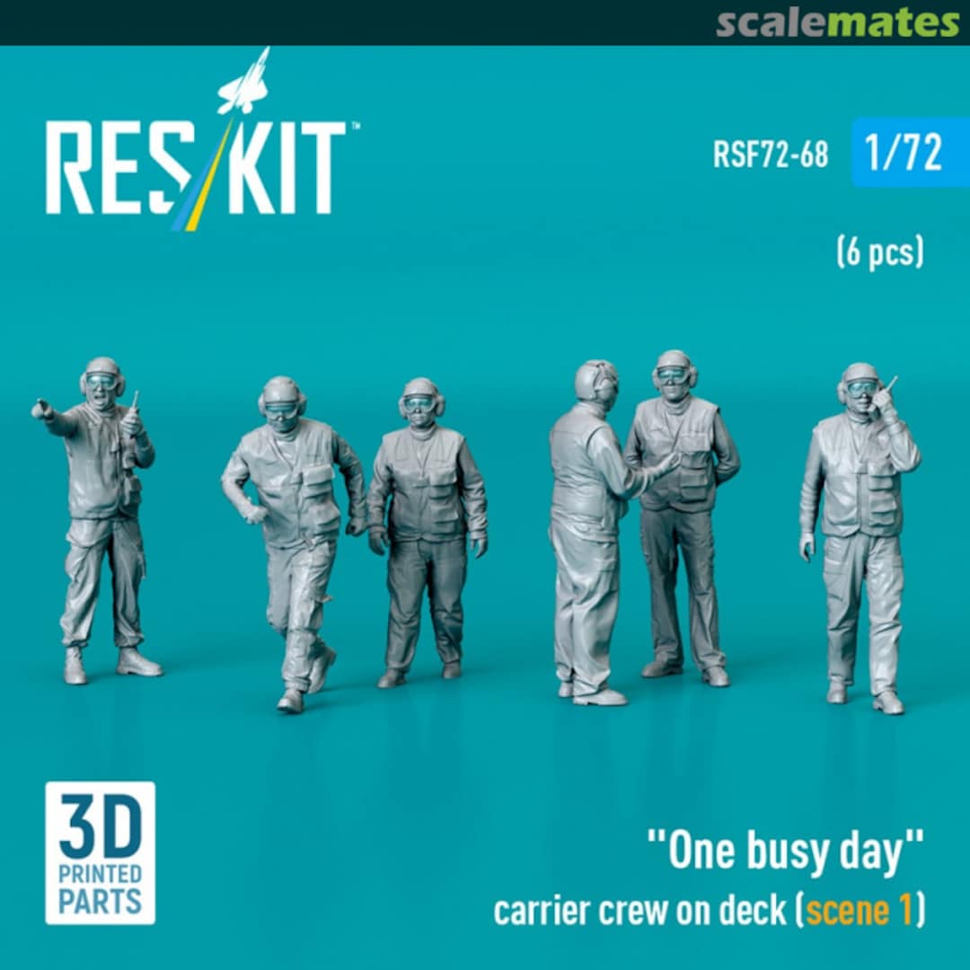 Boxart "One busy day" carrier crew on deck (scene 1) (6 pcs) (3D Printed) RSF72-0068 ResKit