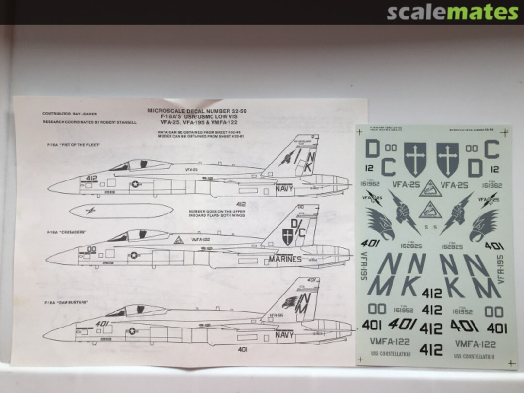 Boxart F-18A’s USN USMC LOW VIS 32-59 Microscale