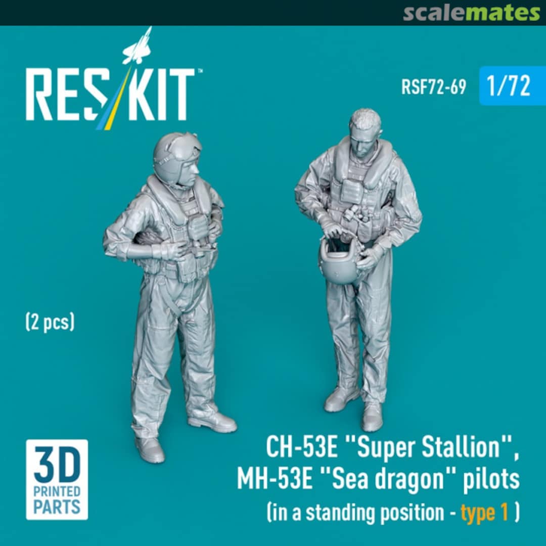 Boxart CH-53E "Super Stallion", MH-53E "Sea Dragon" pilots (in a standing position - type 1) (2 pcs) (3D Printed) RSF72-0069 ResKit