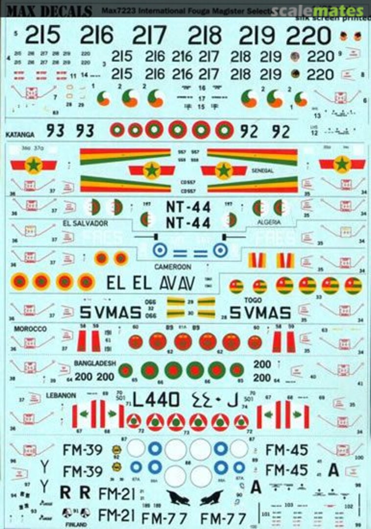 Boxart International Fouga Magister Selection 7223 Max Decals