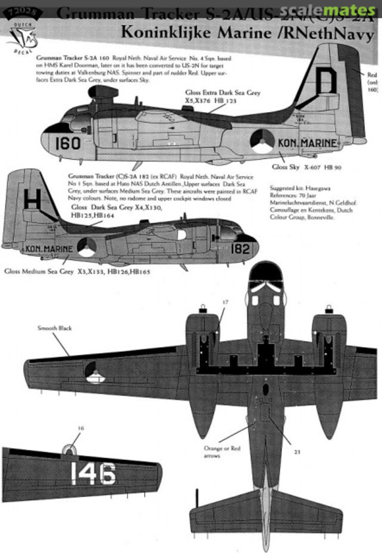 Boxart Grumman Tracker S-2A/US-2N/(C)S-2A 72028 Dutch Decal