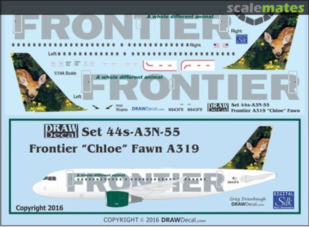 Boxart Frontier "Chloe" Fawn A319 44s-A3N-55 Draw Decal