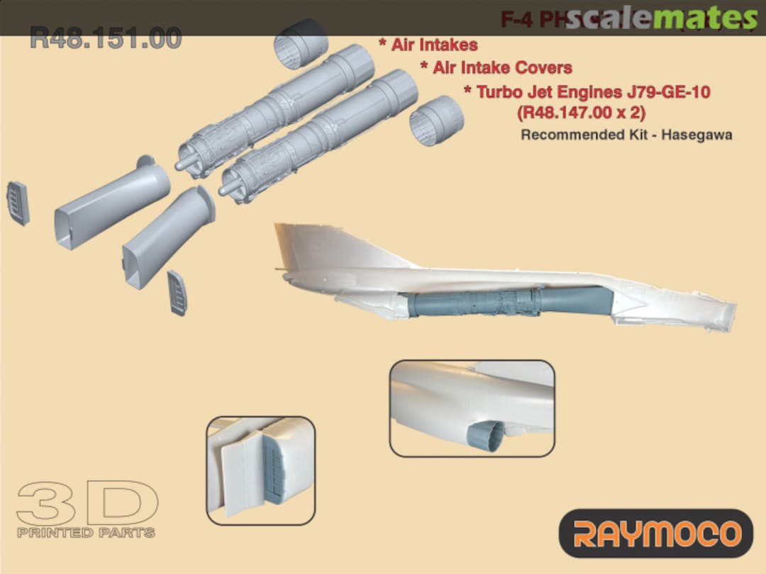 Boxart F-4J/E/EJ Air Intakes, air Intake covers, exhaust nozzles turbo jet engine J79-GE-10 R48.151.00 Raymoco