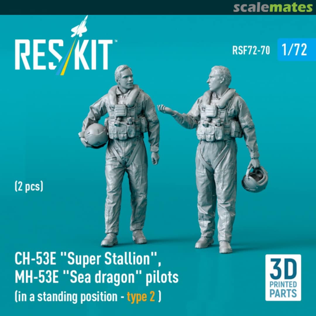 Boxart CH-53E "Super Stallion", MH-53E "Sea Dragon" pilots (in a standing position - type 2) (2 pcs) (3D Printed) RSF72-0070 ResKit