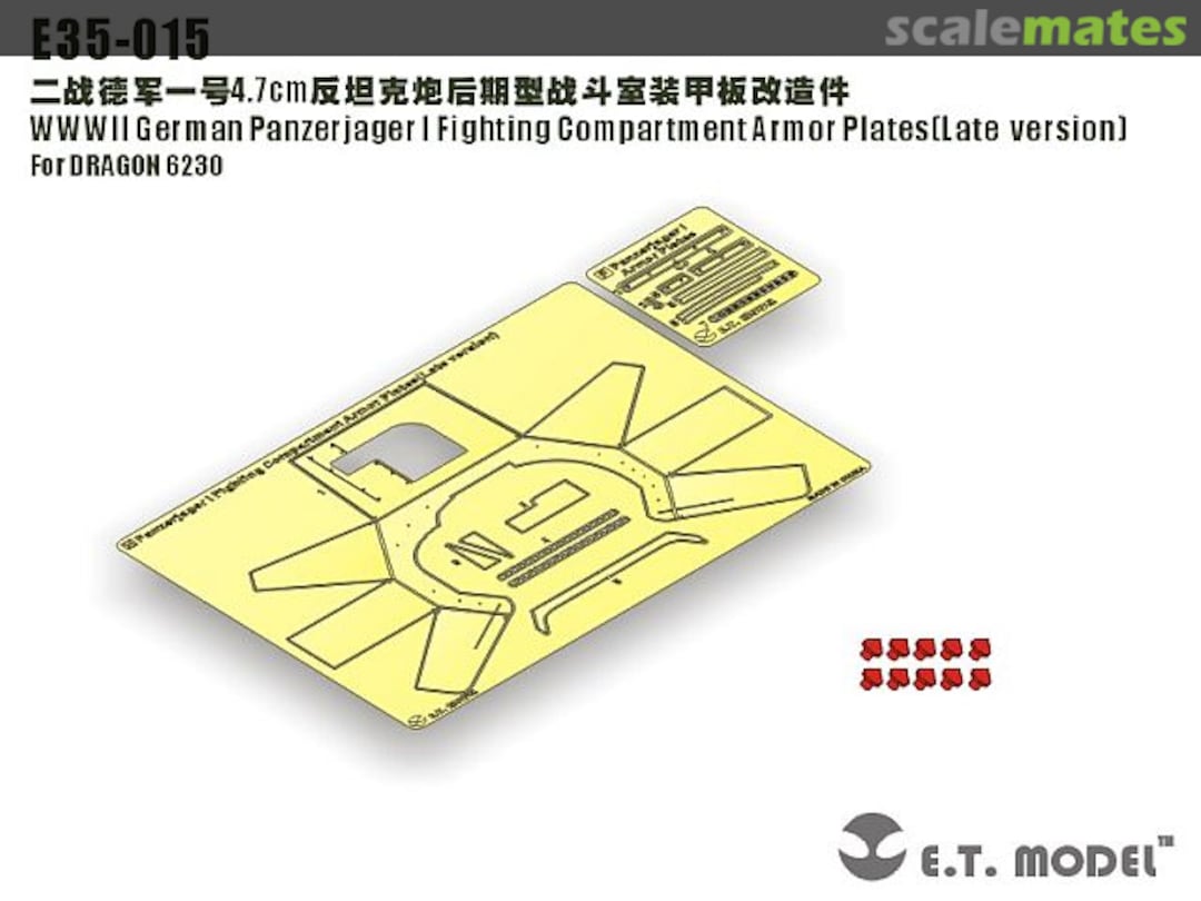 Boxart WWII German Panzerjager I Fighting Compartment Armor Plates E35-015 E.T. Model