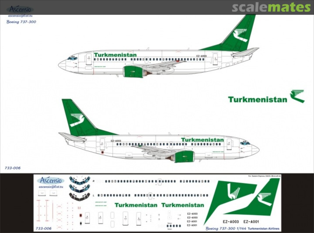 Boxart Boeing 737-300 Turkmenistan 733-006 Ascensio