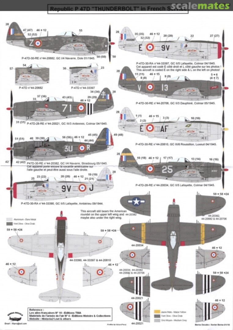 Boxart Republic P 47D "THUNDERBOLT" in French Service BD 72-92 Berna Decals