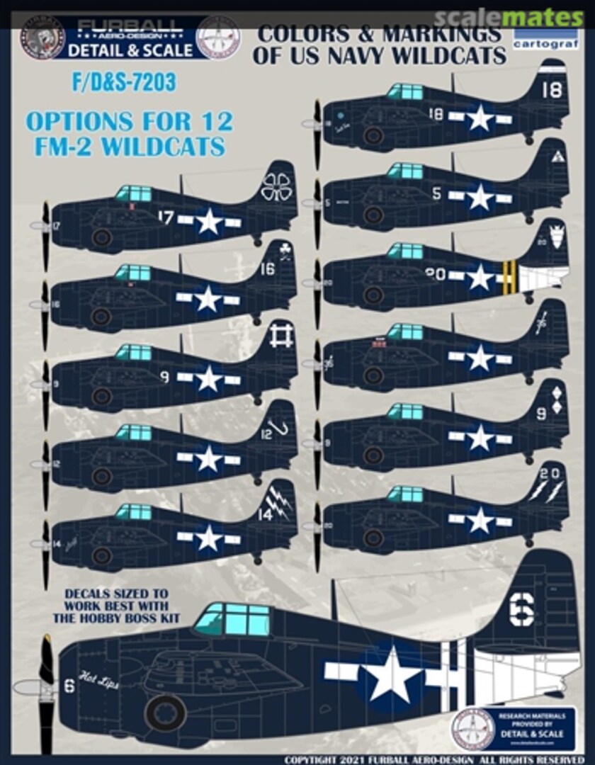 Boxart Colors & Markings for US Navy Wildcats F/D&S-7203 Furball Aero-Design