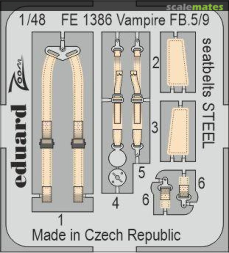 Boxart Vampire FB.5/9 - Seatbelts FE1386 Eduard