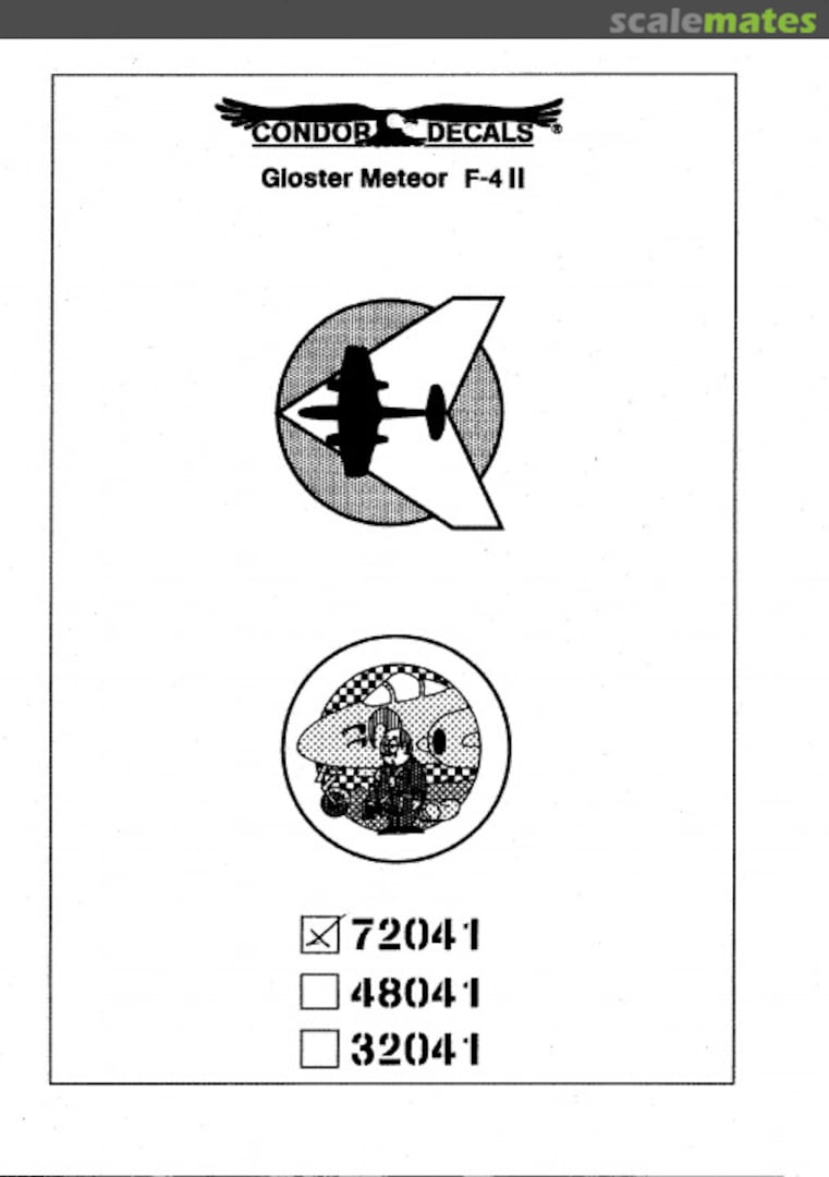 Boxart Gloster Meteor F-4 II 72041 Condor Decals