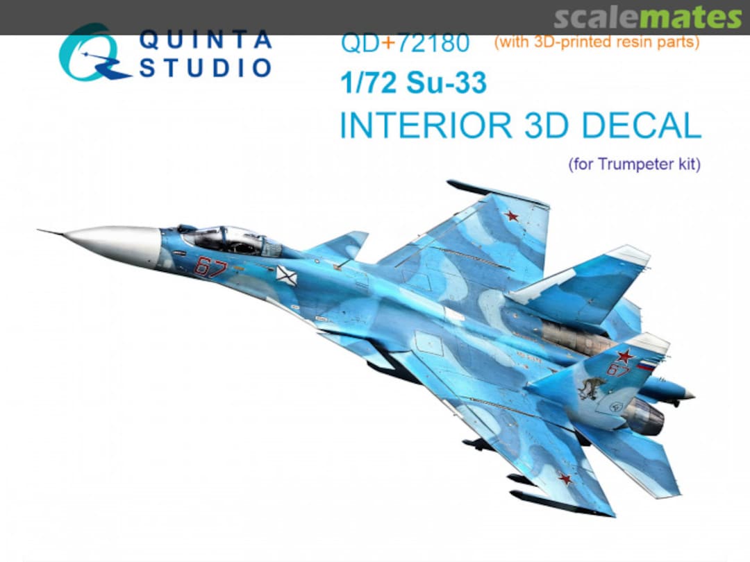 Boxart Su-33 interior 3D decals (with 3D-printed resin parts) QD+72180 Quinta Studio