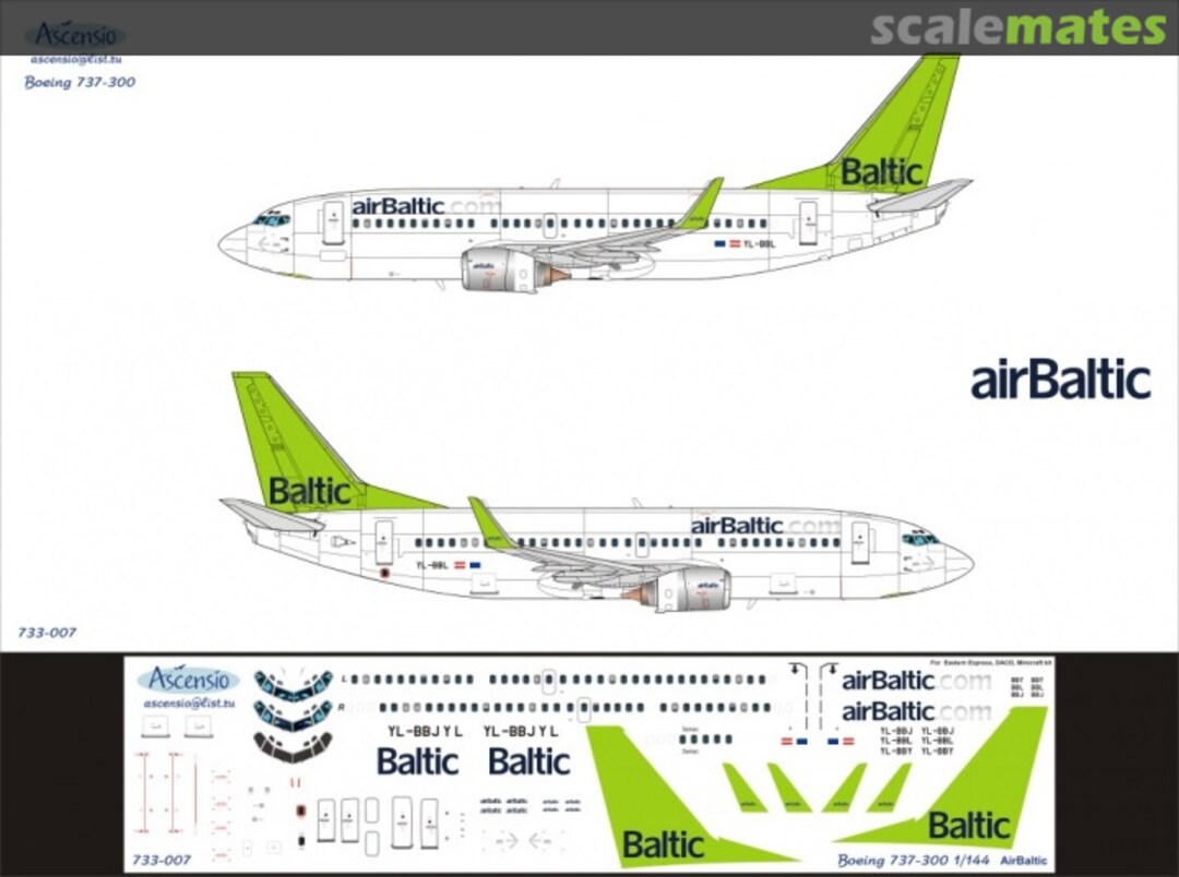 Boxart Boeing 737-300 Air Baltic 733-007 Ascensio