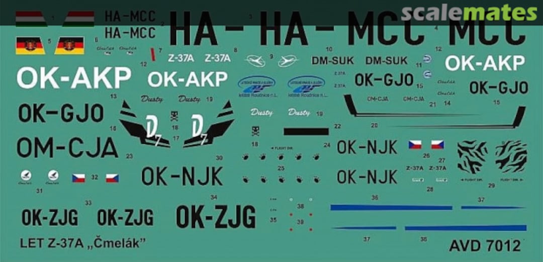 Contents LET Z-37 "Cmelak" 7012 Avalon Decals